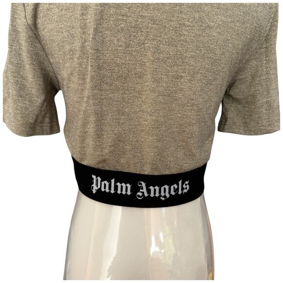 Palm Angels Classic Logo Tape Crop Tee Gold Women’s Size S - Picture 12 of 12
